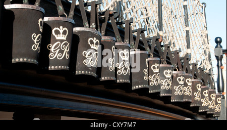 La linea di cestelli appesi HMS Victory, Portsmouth Historic Dockyard Foto Stock