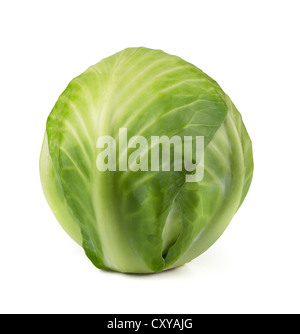 Cavolo verde isolato su bianco Foto Stock