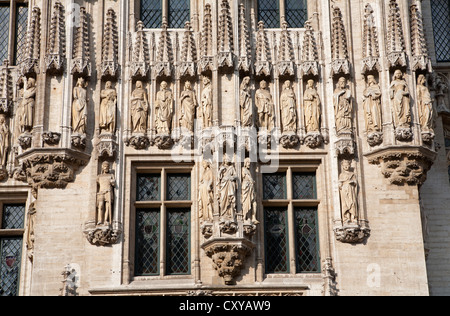 Bruxelles - Dettaglio della facciata da Town Hall - Grand Palace Foto Stock