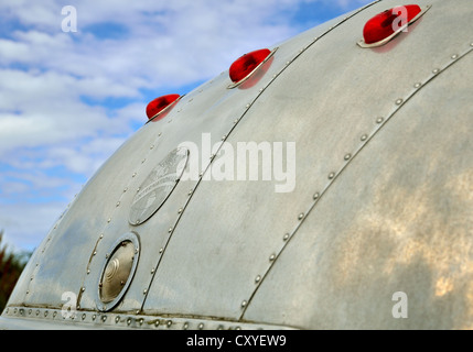 Dettaglio della parte posteriore di un classico roulotte Airstream. Foto Stock