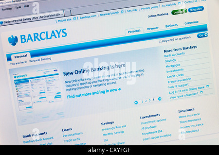 La Barclays Bank sito web. Foto Stock