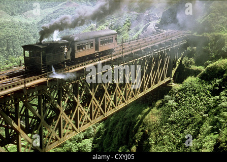 La sezione del cavo sul Da Nova Serra sul Brasile del 5'3'' indicatore sistema Santos-Jundiai. 0-4-0 vapore motore del freno. Foto Stock