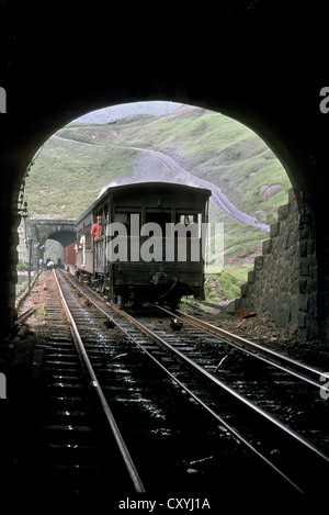 La sezione del cavo sul Da Nova Serra sul Brasile del 5'3'' indicatore sistema Santos-Jundiai. 0-4-0 vapore motore del freno. Foto Stock