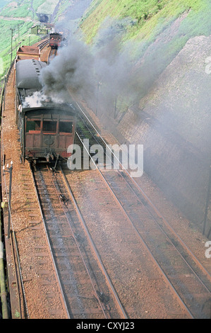 La sezione del cavo sul Da Nova Serra sul Brasile del 5'3'' indicatore sistema Santos-Jundiai. 0-4-0 vapore motore del freno. Foto Stock