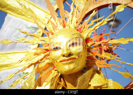 Sun mask, il rally di massa contro i drastici tagli ai finanziamenti statali per energia solare, Berlino Foto Stock