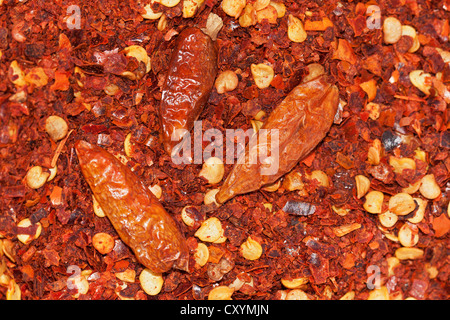 Essiccato incrinato hot chili, qualità biologica Foto Stock