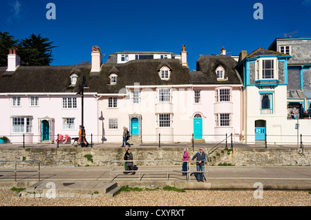 Regency case sul fronte mare a Lyme Regis, Dorset, Regno Unito Foto Stock