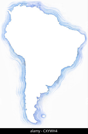 Schema mappa di sud america Foto Stock