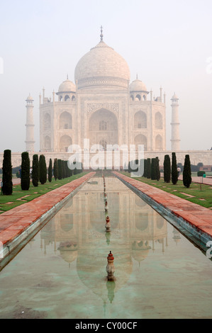 Taj Mahal, Mausoleo, costruito dall imperatore Mughal Shah Jahan in memoria della sua terza moglie Mumtaz Mahal, morto nel 1631 Foto Stock