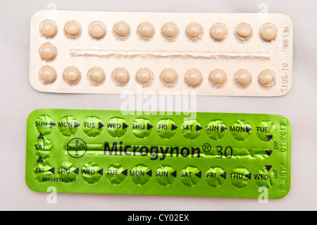 Microgynon pillola contraccettiva Foto Stock