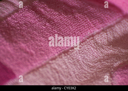 Asciugamani rosa vicino la messa a fuoco selettiva Foto Stock