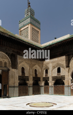 Medersa Bou Inania, Fes o Fez, Fès-Boulemane, Marocco, Maghreb, Africa Settentrionale, Africa Foto Stock