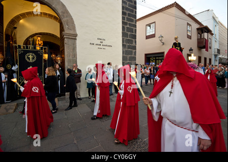 Processione di pasqua, Semana Santa, Puerto de la Cruz, Tenerife, Isole Canarie, Spagna, Europa Foto Stock