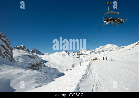 Ski lift, Tignes, Val d'Isere, Savoie, alpi, Francia, Europa Foto Stock
