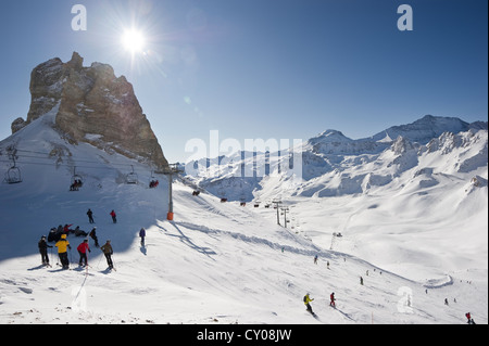 Zona sciistica, Aiguille Percee, Tignes, Val d'Isere, Savoie, alpi, Francia, Europa Foto Stock