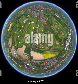 Vista aerea, riprese con una lente fisheye, Castrop-Rauxel golf club in Frohlinde, Castrop-Rauxel, la zona della Ruhr, Renania settentrionale-Vestfalia Foto Stock