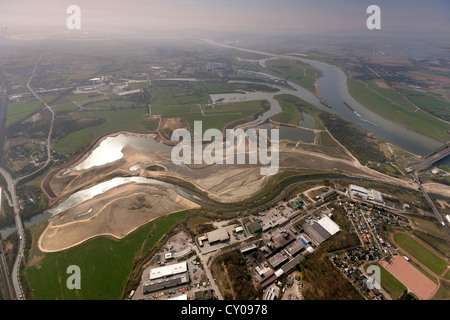 Vista aerea, Wesel, regione del Basso Reno, la bocca del fiume Lippe, Reno, Lippe river, Renania settentrionale-Vestfalia Foto Stock