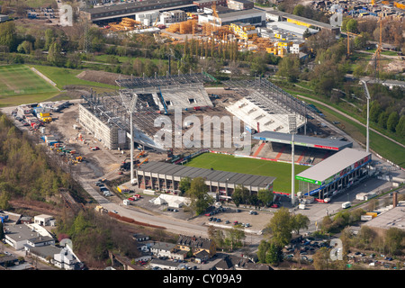 Vista aerea, Rot-Weiss Essen stadium, Georg-Melches Stadium, la costruzione dello stadio, Essen, la zona della Ruhr Foto Stock