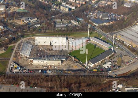 Vista aerea, RWE stadium Essen, Hafenstrasse, Essen, la zona della Ruhr, Renania settentrionale-Vestfalia Foto Stock