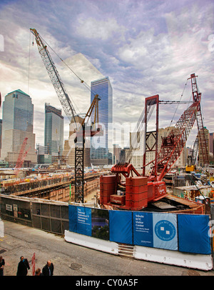 Il punto zero al suolo sito in costruzione, la città di New York, New York, Stati Uniti, America del Nord Foto Stock