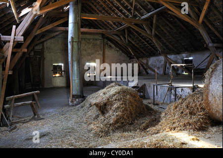 Fienile di un piccolo contadino che esci, Media Franconia, Bavaria Foto Stock