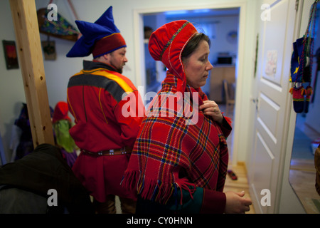 Popolazione sami nel nord della Finlandia Foto Stock