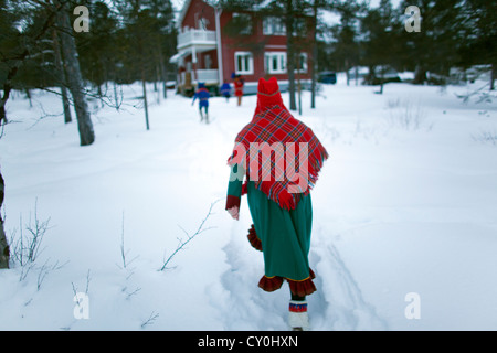 Sami donna in Finlandia Foto Stock