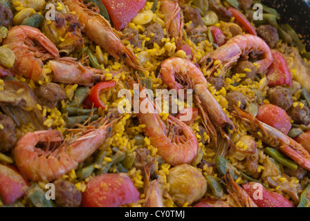 Tipica paella valenciana, Tavernes de la valldigna, Valencia, Spagna Europa Foto Stock