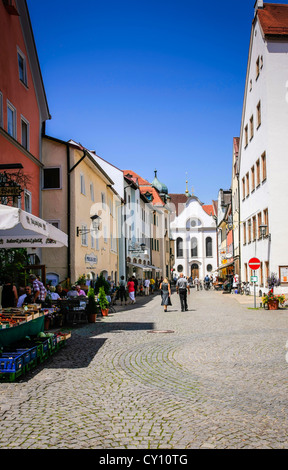 Centro città negozi a Fussen Germania meridionale Foto Stock