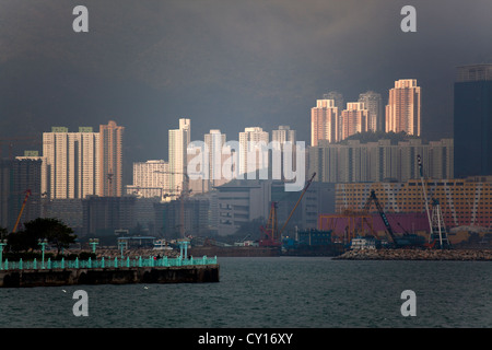 Hirise fabbricati a Hong Kong, Cina Foto Stock