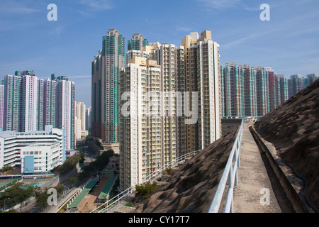 Hirise fabbricati a Hong Kong, Cina Foto Stock