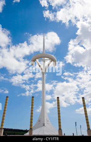 Barcelona, Spagna, il Montjuïc Torre delle Comunicazioni, Olympic Park. Foto Stock