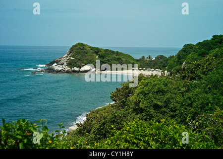 Una vista delle spiagge a Tayrona Parco Nazionale Foto Stock