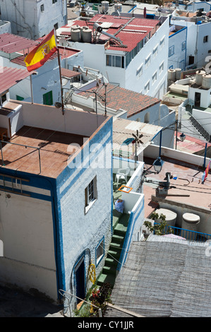 La scena dalla piattaforma di visualizzazione o mirador a Puerto de Mogan Gran Canaria Isole Canarie Spagna Foto Stock