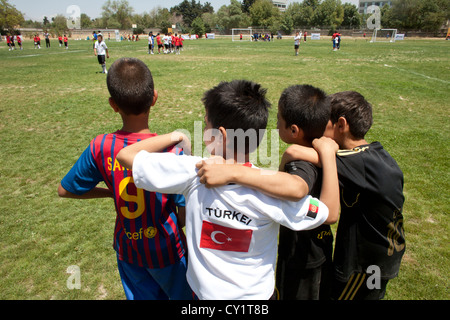 I giocatori di calcio sport sport di gruppo uniforme del lettore Foto Stock