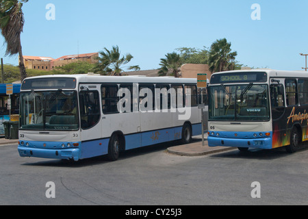 La stazione degli autobus principale utilizzato da gente del posto e i turisti nel centro di Oranjestad sull'isola caraibica di Aruba Foto Stock