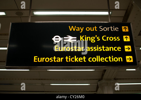 Segno di Eurostar, St. Pancras stazione ferroviaria internazionale di Londra, Regno Unito