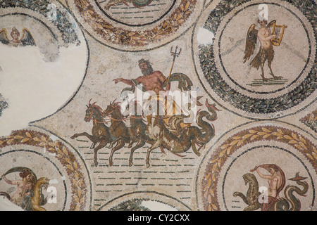 Il trionfo di Nettuno mosaico nel Museo Bardo di Tunisi Tunisia Foto Stock