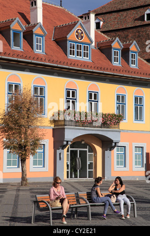 La Romania, Sibiu, Piata Mare, casa Lutsch, Foto Stock