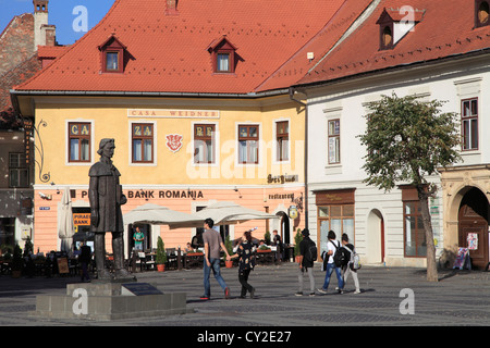 La Romania, Sibiu, Piata Mare, casa Weidner, Foto Stock