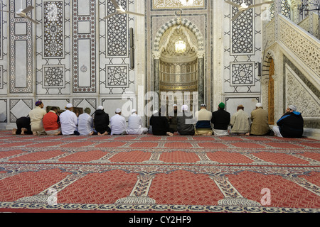 Incontro di preghiera moschea Umayyad, Damasco, Siria Foto Stock