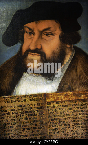 Giovanni di Sassonia (1468-1532). Elettore di Sassonia (1525-1532). Ritratto del pittore tedesco Lucas Cranach il Vecchio (1472-1553). Foto Stock