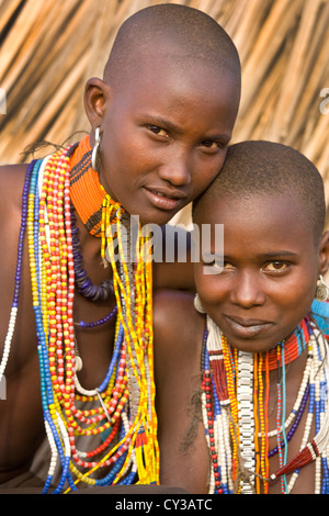 Le ragazze della tribù Erbore, Omo River Valley, Etiopia Foto Stock