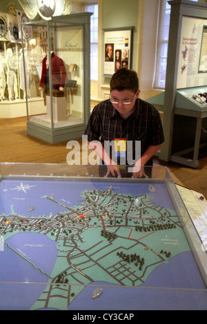 Boston Massachusetts, Washington Street, The Freedom Trail, Old state House, edificio storico, museo, mostra storia collezione mostre, ma interattivo Foto Stock