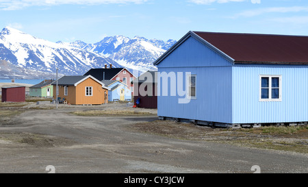 INTERNATIONAL ARCTIC RESEARCH STATION A NY ALESUND sull'ARTICO isola delle Svalbard. La Norvegia. La Scandinavia. Foto Stock