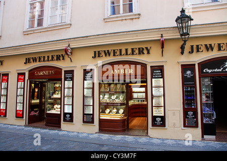 E gioielli in ambra Shop a Praga, Repubblica Ceca Foto Stock