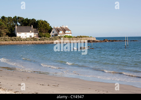 Plage de Kervillen, La Trinite sur Mer, Morbihan, in Bretagna, Francia Foto Stock