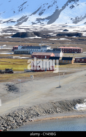 INTERNATIONAL RESEARCH STATION A NY ALESUND sull'ARTICO isola delle Svalbard. La Norvegia. La Scandinavia Foto Stock