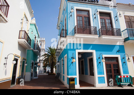 Portoghese stile coloniale edifici in Macau, Cina Foto Stock