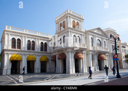 Portoghese stile coloniale edifici in Macau, Cina Foto Stock